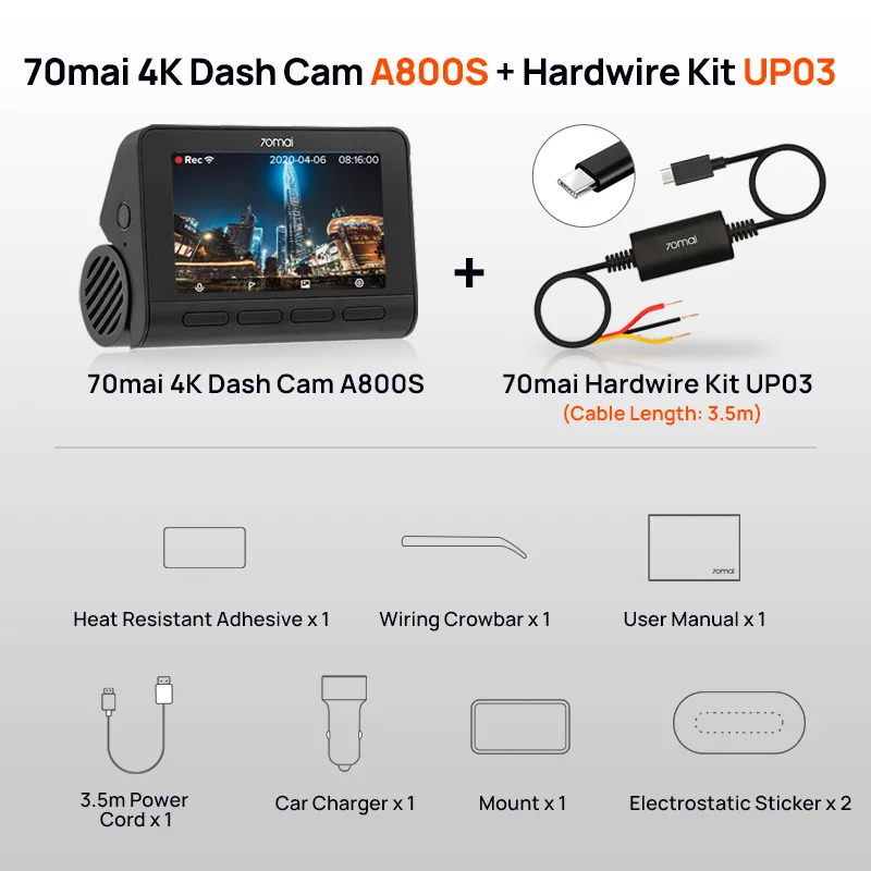 4K画素超強暗視 前後2カメラ 70mai Dash Cam 4k A800SE Amazon.co.jp: 【前後STARVIS 2搭載 4K画素超強暗視 360全方位