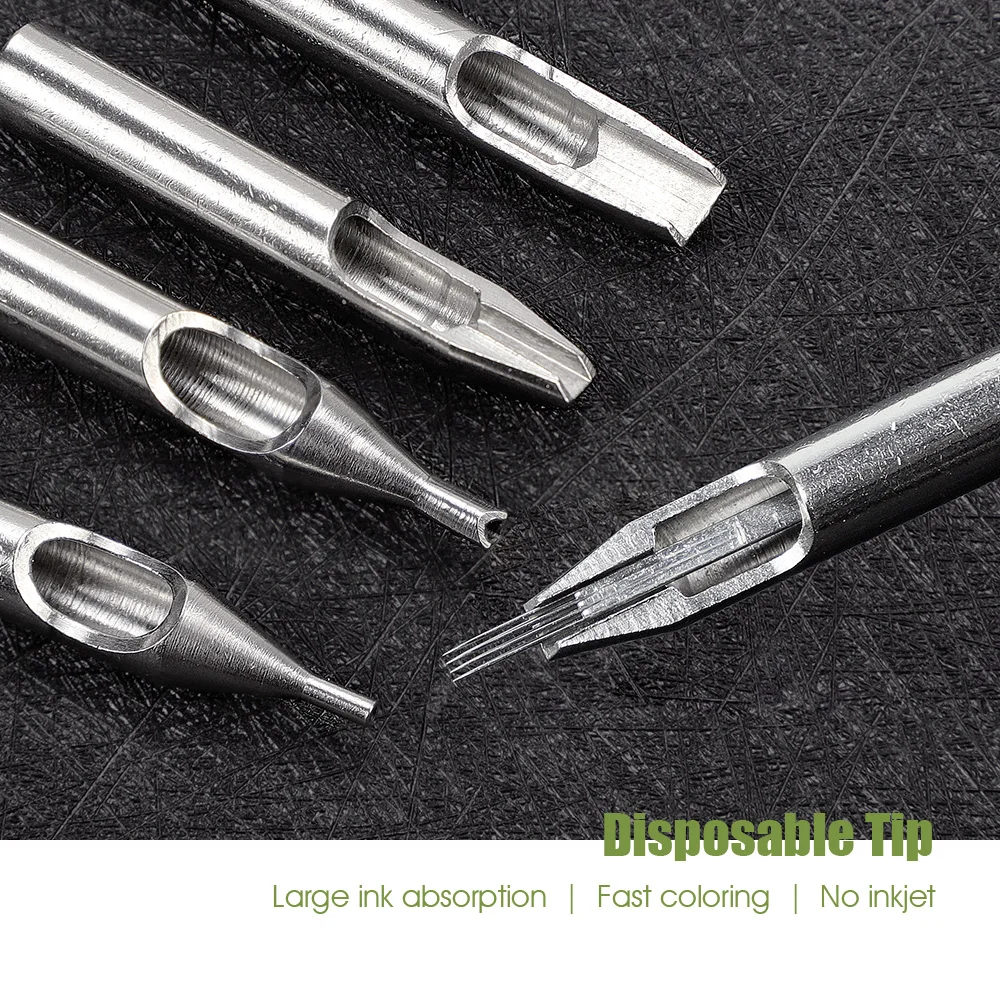 Tattoo Microblading Needles Tattoo Needle Tip 10pcs RT FT DT Sterile Tattoo Stainless Steel Disposable Needle Tip Nozzle Disposable Gun Nozzle