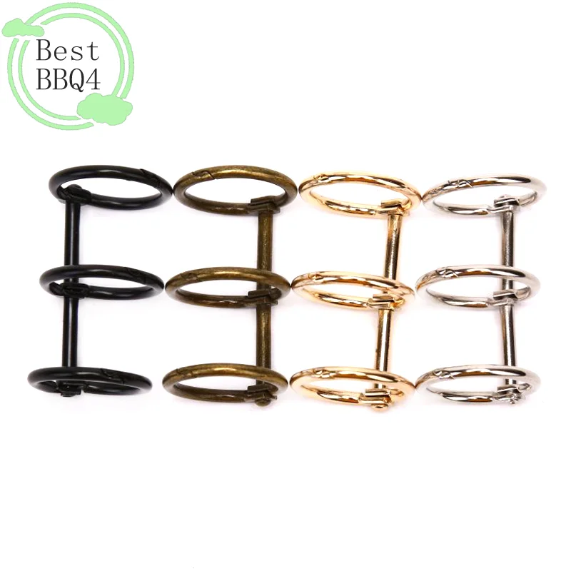 (BBQ4) 2개 금속 3링 루즈리프 종이 바인더 DIY 제작 노트 앨범 스크랩북 스파이럴 원형 링 버클 클립