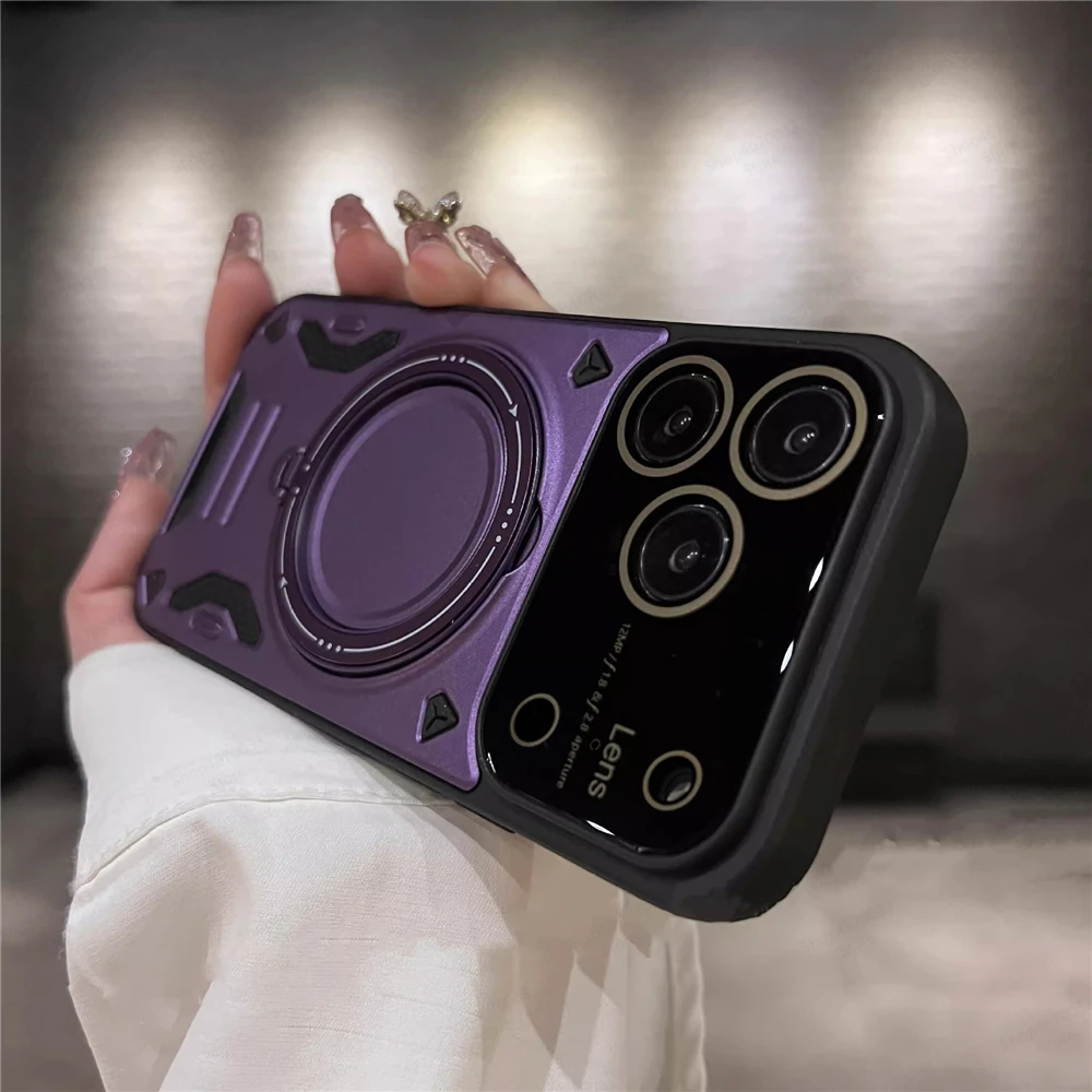 Enhanced Frosted Armor Phone Case with Ring Holder and MagSafe Compatibility