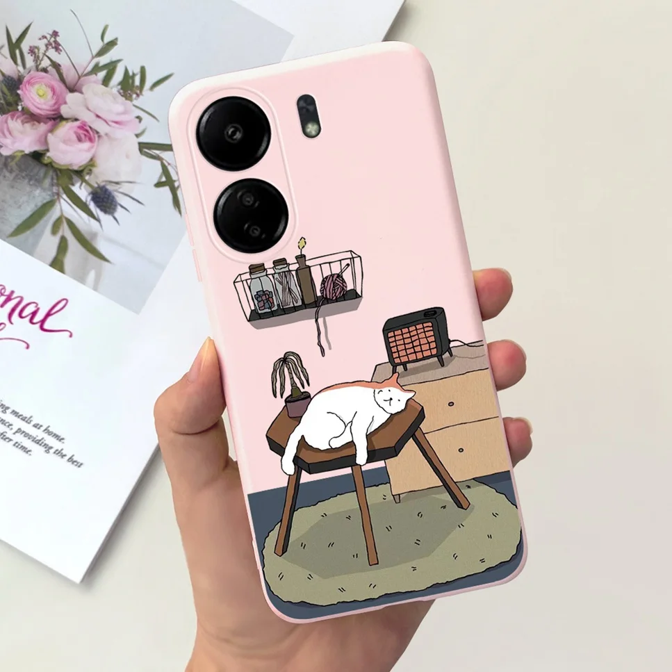 For Xiaomi POCO C65 Case Cute Cartoon Cat Painted TPU Silicone Back Cover For Xioami POCO C65 POCOC65 C 65 6.74 Phone Case Funda