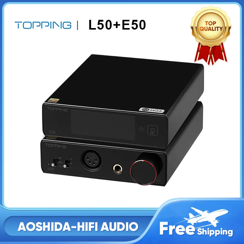 

TOPPING E50 Hi-Res ES9068AS DAC MQA FULL Decoder+TOPPING L50 NFCA Headphone Amplifier SE+BAL Input Audio Amp 6.35mm/XLR Output