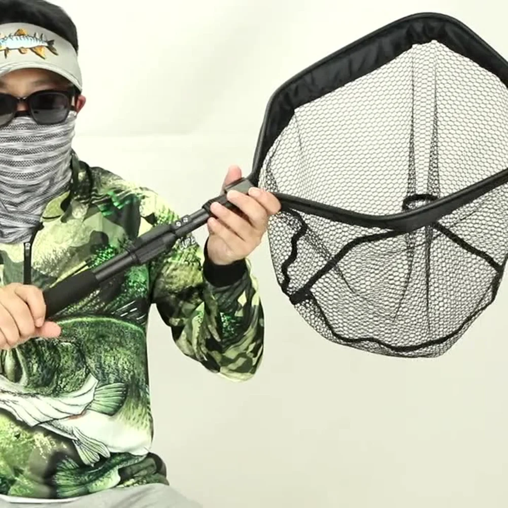 Large Aluminum Alloy Fishing Net Fish Landing Hand Net Foldable Collapsible  Telescopic Pole Handle Fishing Tackle 1m-2.25m