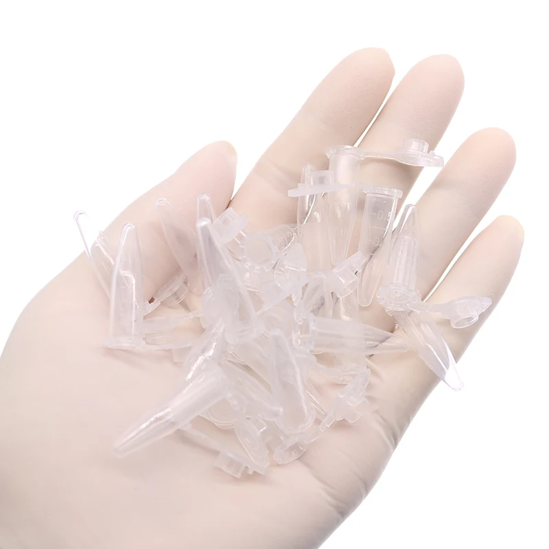 50 Pcs / 0.5ml Modern Laboratory Transparent Ultra-fine Plastic Centrifuge Test Tube Container Lid Laboratory Supplies plastic test tubes,centrifuge tube