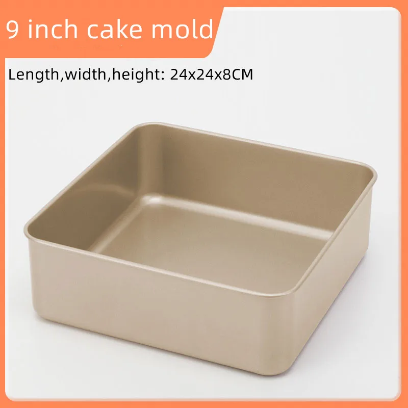 Description Picture 5 of item6/7/8/9 Inch Carbon Steel Cake Mold Square Pizza Pan Mold Thickened Non-Stick Baking Tray Snow Crisp Baking Tool Bread Cake Mold