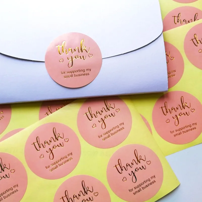 60pcs Pink 5cm roud Stickers Paper Thank You Stickers Seal labels Hot stamping Handmade Gift Stationery