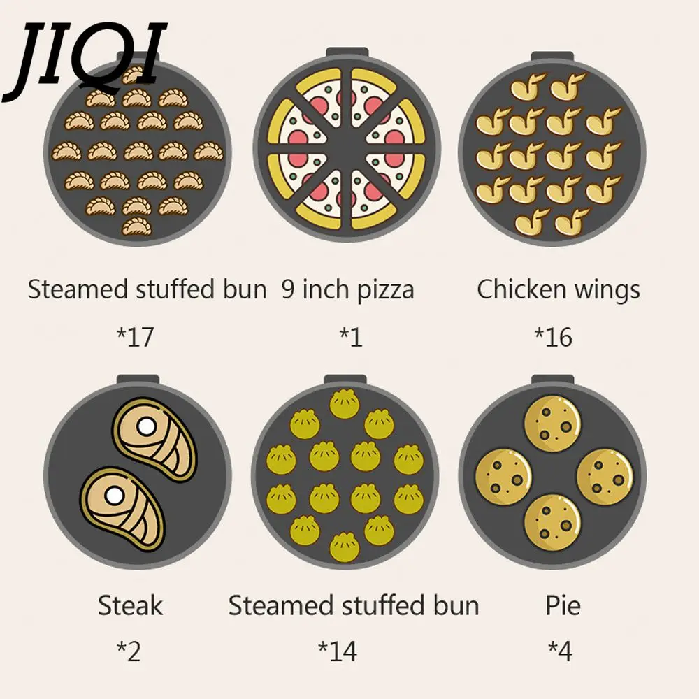 JIQI Double-Sided Heating Baking Pan Electric Skillet Pancake Make Frying Pot Cake Pizza Barbecue Machine Automatic Cooker 220V 6