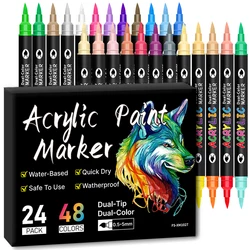 Vibrant 48-Color Dual Tip Acrylic Paint Pens Set (24pack)