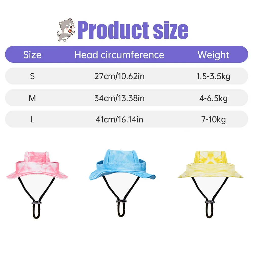 Pets Hat with Ear Holes Adjustable Baseball for Medium Small Dogs Summer Dye Cats Sun Cap Pet Outdoor Hat Supplies dog hats