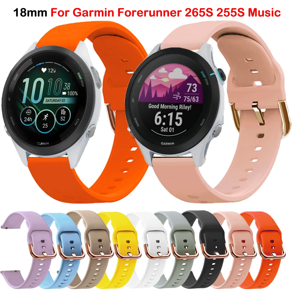 

Ремешок силиконовый из розового золота для наручных часов, 18 мм, для Garmin Forerunner 265S 255S