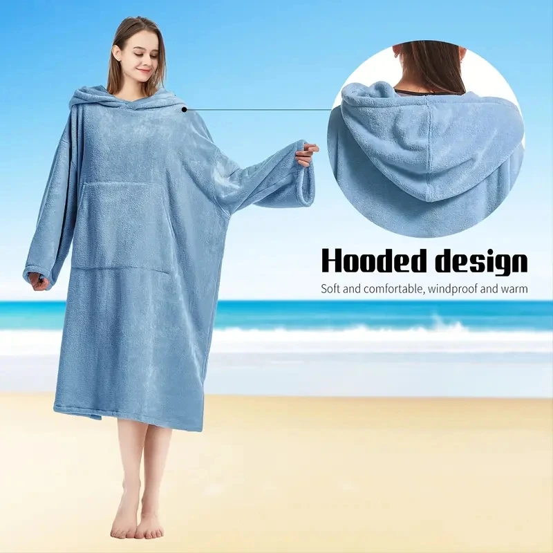Mutao Surf Poncho Changing Robe, Unisex Hooded Bathrobe, Super Soft  Swimming Poncho Changing Towel With Pocket And Hood - AliExpress