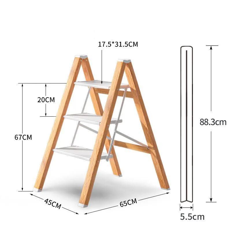 Cheap3 단계 사다리 경량 접이식 단계 의자 가정용 및 가정용 미끄럼 방지 와이드 페달이있는 스텝 사다리 보관 선반 랙
