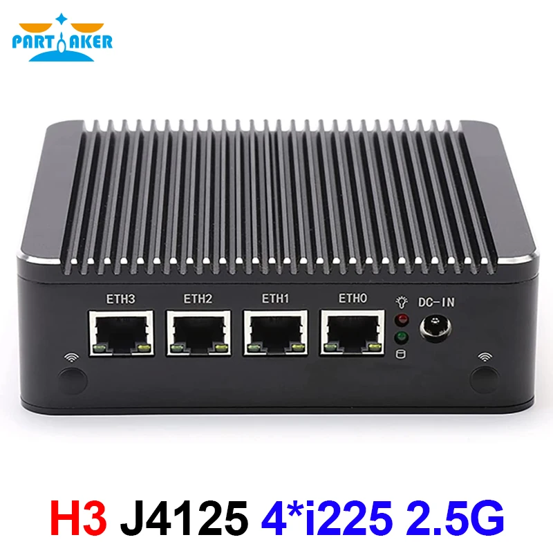 Fanless Mini PC 4 Intel 2.5G LAN Celeron J4125 2.5GbE I225-V LAN Mini Router Server ESXI HD-MI pfSense Firewall Appliance fanless mini pc soft router intel celeron j4125 quad cores 4x lan 2 5g intel i225v nic friewall appliance