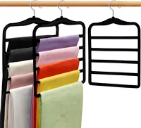 Closet Organizers and Storage,3 Pack Velvet Pants-Hangers-Space-Saving,Non Silp 5 Tier Scarf Jeans Organizer 1