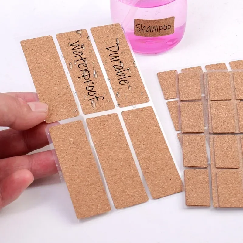 Label Stickers 36-96Pcs Oak Wooden Labels Stickers Craft Kitchen Bottle Jars Organizer Labels Self-adhesive Stickers Packaging Sealing Label