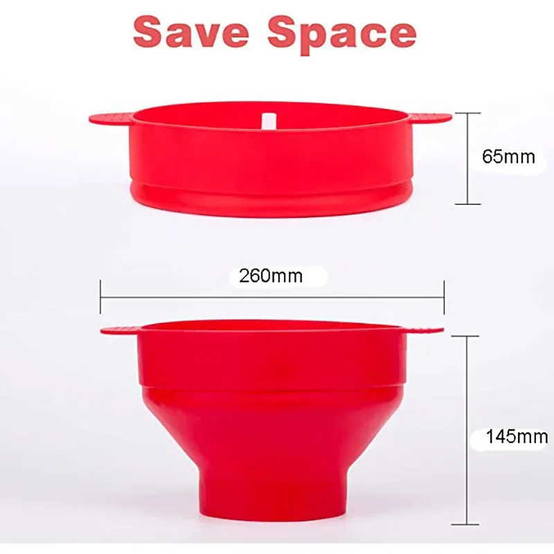 DIY Make Popcorn Bucket Bowl with Lid Bowls Microwave Silicone Popcorn Maker Food Grade Foldable High Quality Kitchen Easy Tools 4