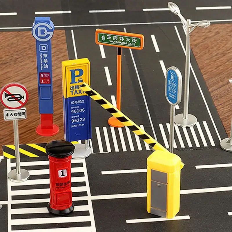 Play Traffic Signs KidsToy Traffic Signs Toy Urban Transportation Model Toys Mini Educational