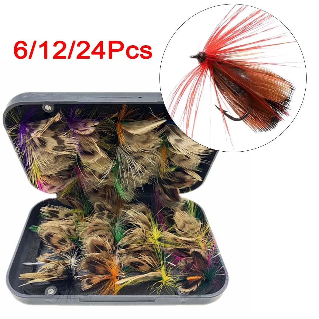 6/12/24 Teile/schachtel Insekten Fliegen Fliegen Angeln Köder Lockt Forelle/Steelhead/Salmon/Bass Köder mit Super Geschärft Kurbel Haken
