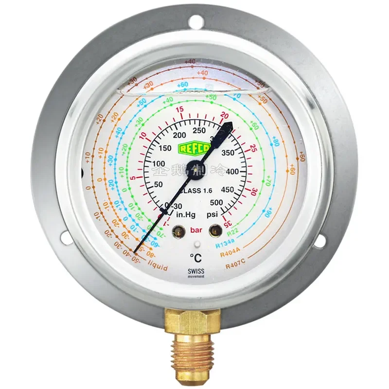 

Radial R22/R134A High and Low Pressure Refrigerant Pressure Oil Pressure Gauge for Refrigeration Air Conditioning Units