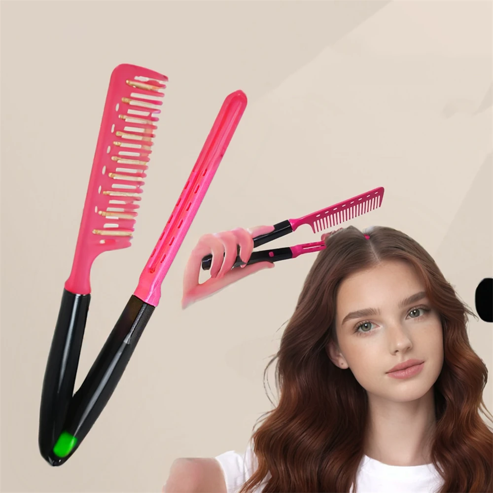 Folding V-Shaped Hair Straightener Brush 1