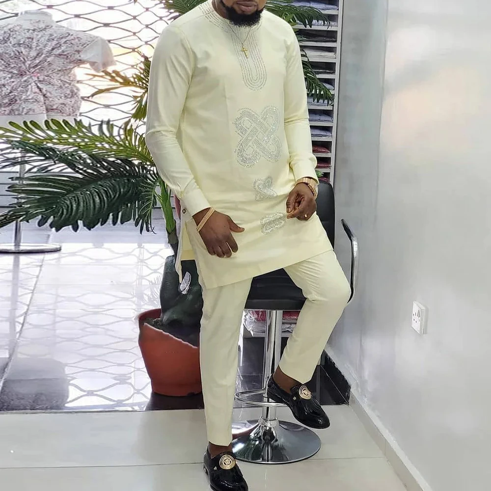 African Men 2 Piece Set, Dashiki, African Groom Outfit, Men African Clothing, Men African Shirt, Men Kaftan Outfit, African Men Matching Set