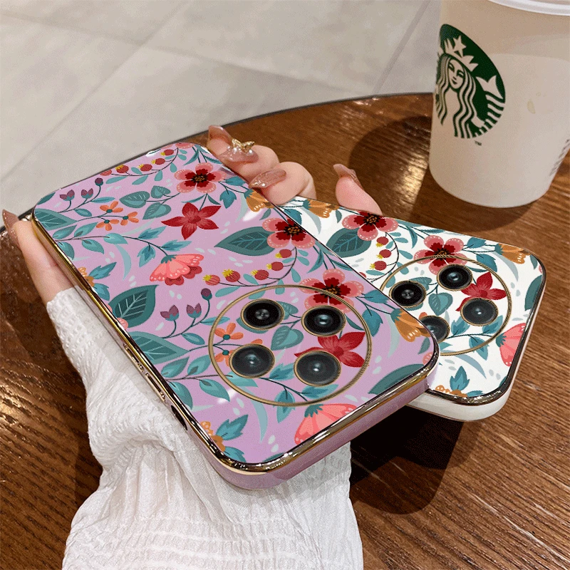 Aesthetic Flower Luxury Plating Phone Case - Soft Back Cover