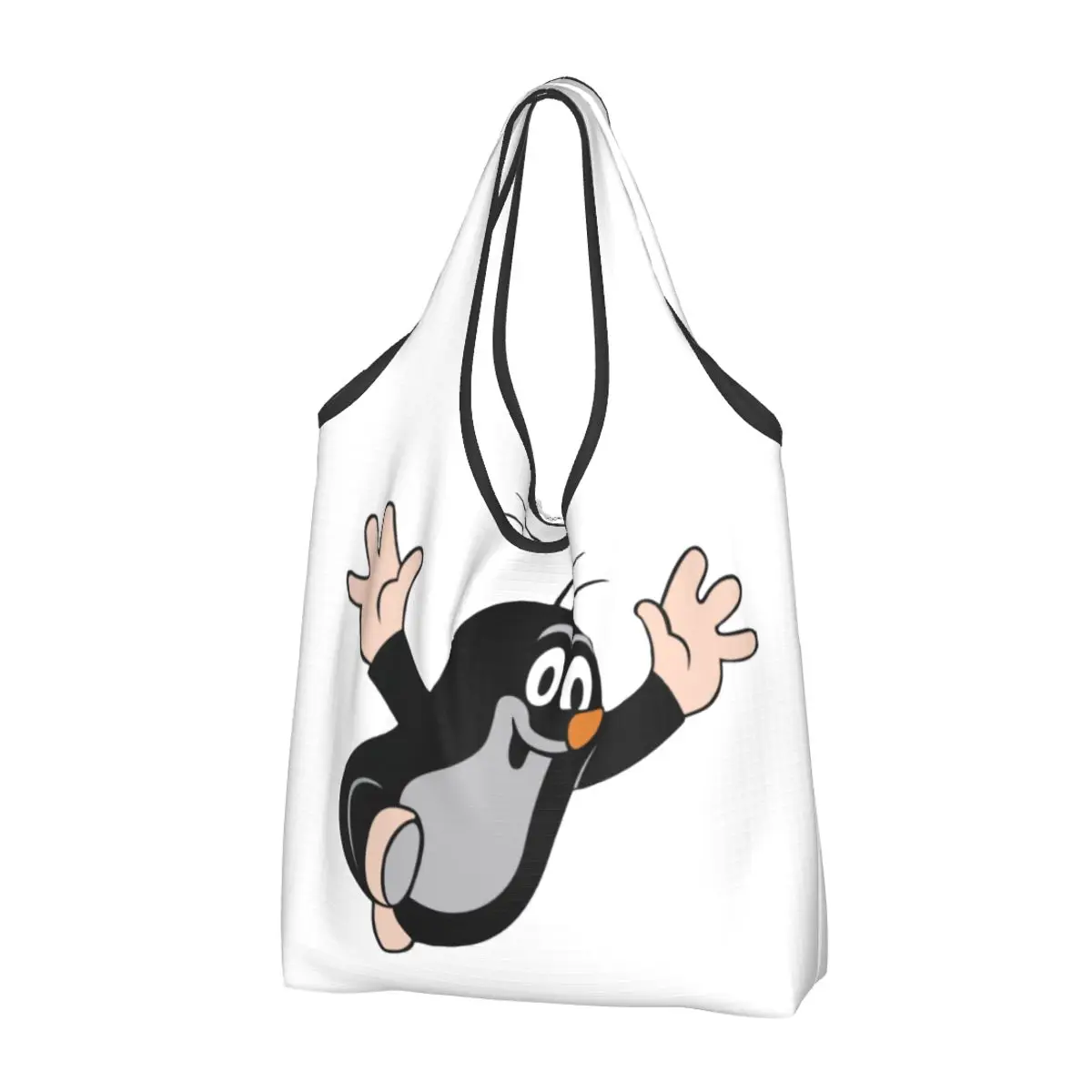 

Mole Happy Reusable Shopping Grocery Bags Foldable 50LB Weight Capacity Krtek Little Maulwurf Cute Cartoon Eco Bag Durable