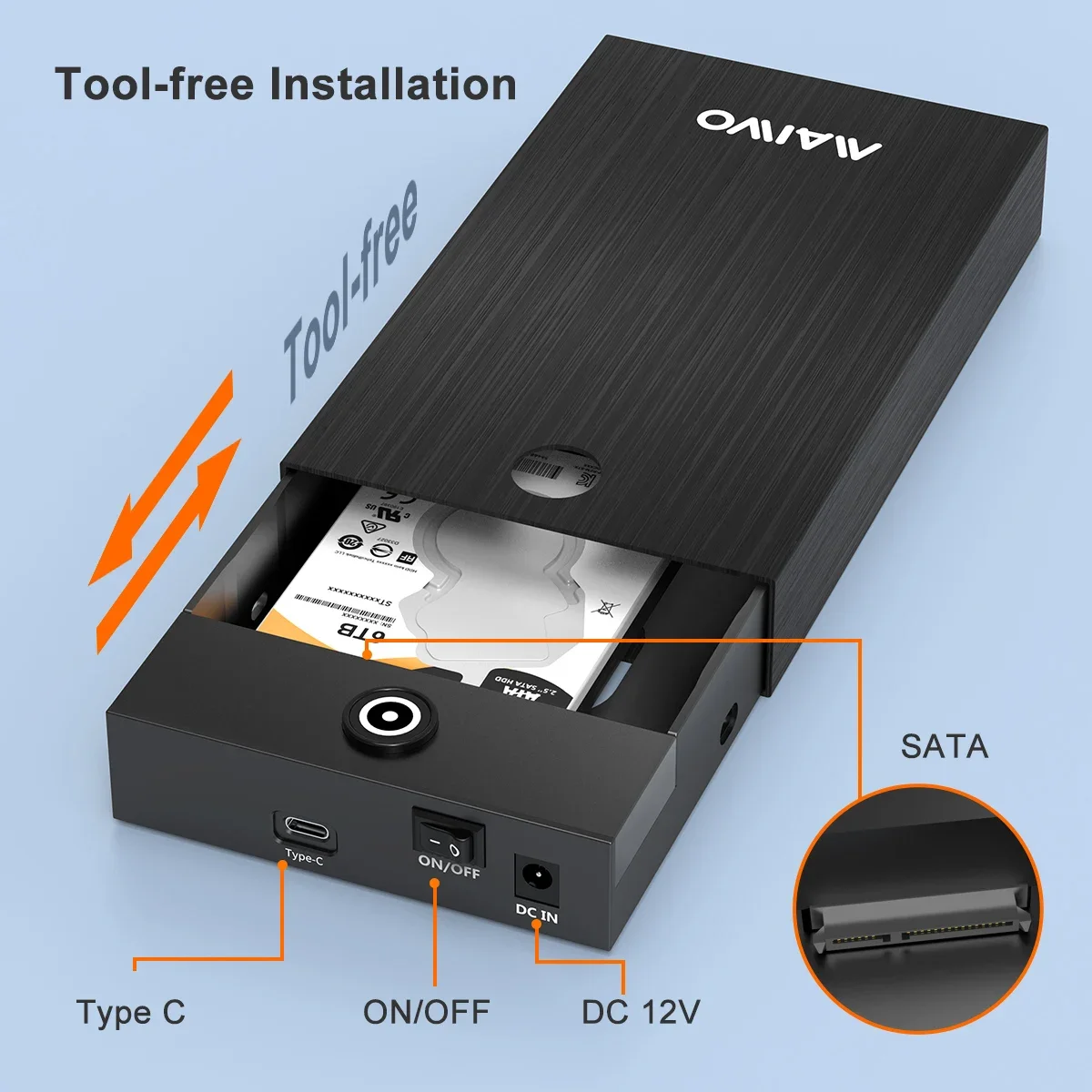 MAIWO PC ̽  ϵ ̺ Ŭ, ˷̴  , USB3.2 Gen 2 Ÿ C Ŭ, 2.5 ġ, 3.5 ġ SATA HDD, SSD ̽