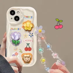 3D Cute Animal and Floral Design Phone Case with Bracelet Attachment for Samsung A23 (1)