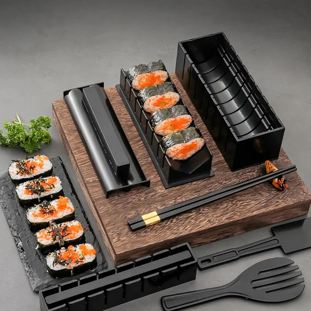 

Sushi Making Kit Roll Rice Ball Cake Roll Mold Kitchen Household Sushi Tool Plastic Sushi Set of Tool Kitchen Seaweed Rice Rolls