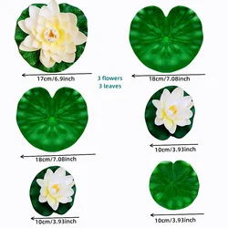 Serene Faux Lotus and Lily Pad Set for Home and Garden Decor (WHITE)