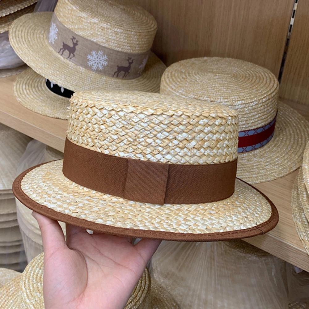 

Fashion Simple Women Summer Cooling Beach Hat Female Casual Panama Hat Lady Women Flat Brim Straw Cap Girls Sun Bucket Hat