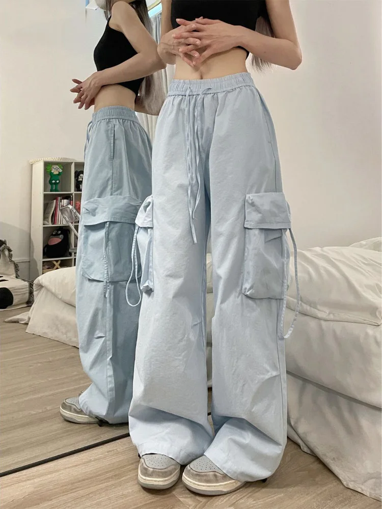 

Harajuku New Casual Baggy Sweatpants Women Elastic High Waist Cargo Wide Leg Pants Retro Y2k Fashion Vintage Streetwear Joggers