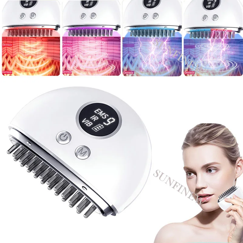

4 Color Household EMS Vibration Massager Head Relaxation Microcurrent Meridian Brush Face Neck Body Lymphatic Slimming Device