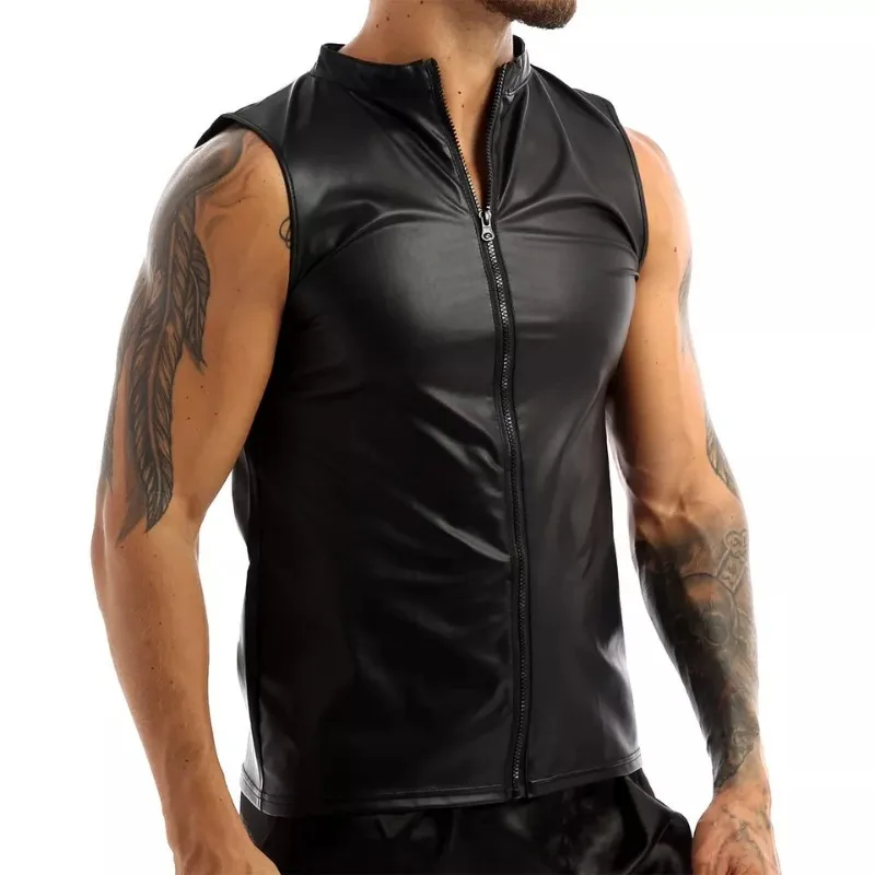 

2023 Summer New Sexy Vest plus Size Men's Nightclub Stage Performance Wear Matte Sleeveless Vest