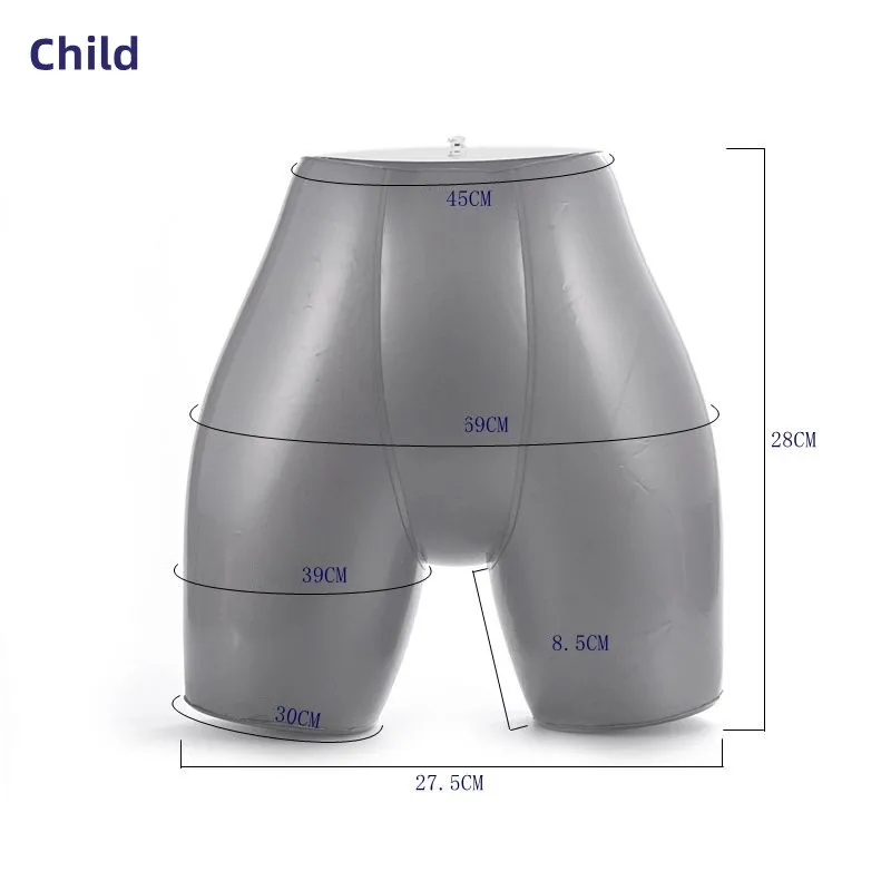 An Inflatable PVC Silver Trouser Model for Men Women Children Lower Body Mannequin Underwear Swimsuit Display Prop