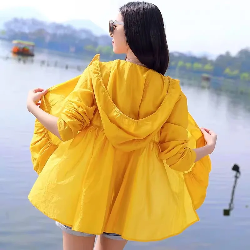 Women's Short Jackets 2024 Summer Fashion Hooded Breathable Sunscreen  Outwear Long Sleeved Air-Conditioned Shirt Jacket Yellow - AliExpress  200000345