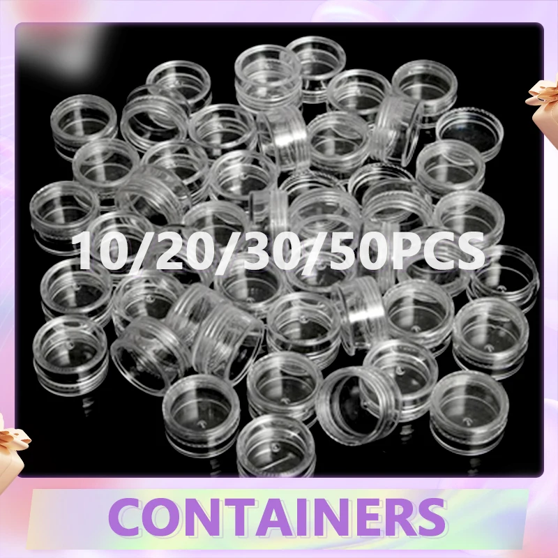 10/20/30/50Pcs 5ML Plastic Makeup Organizer Boxes Clear Jewelry Bead Storage Box Portable Small Round Cosmetic Container Jars