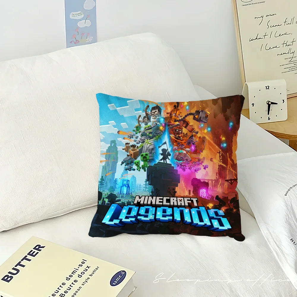 Classic Game Sofa Living Room Bedroom Headboard Backrest Cushion Square Cushion Nap Time M-Mine Block C-Crafts Pillow Case