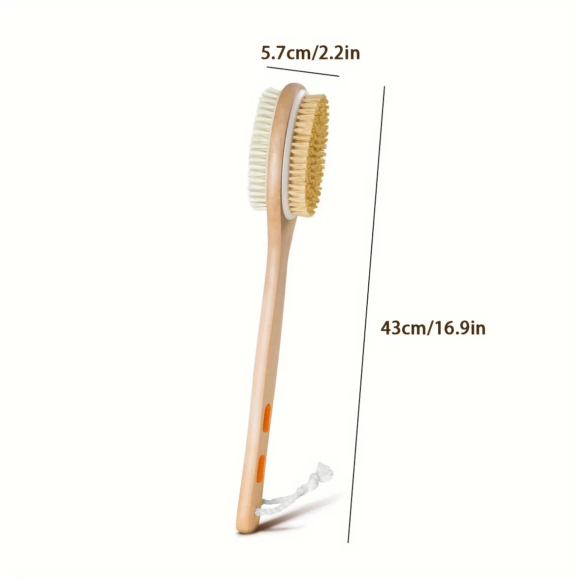 Exfoliating Back Scrubber & Massage Shower Brush for Lazy Skin Care, Natural Wooden Body Scrub Tool