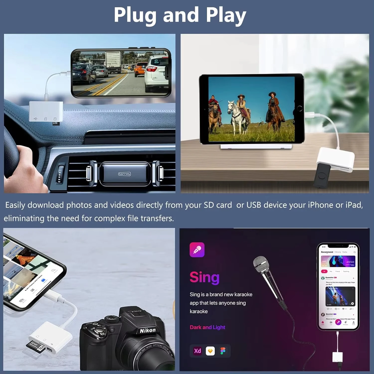 3 in 1 Lightning Adapter to SD TF Card Reader For iPhone 14 13 12 11 Pro Max Camera Memory OTG Adapter For Huawei Xiaomi Samsung