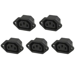5 Pcs Black Plastic IEC320 C13 AC 250V 10A Panel Mount Plug And Socket Connectors 5*3*2.8Cm