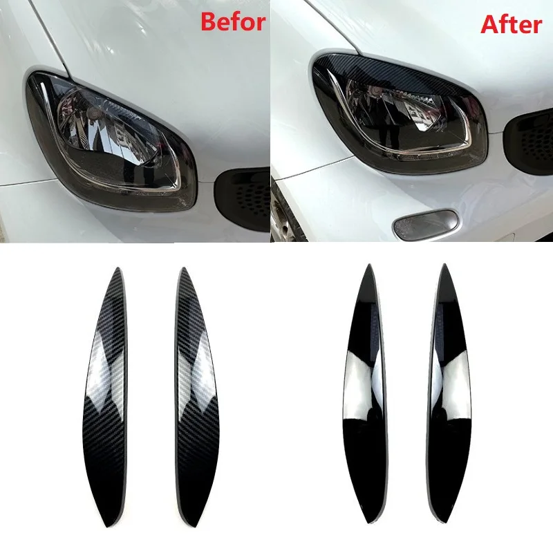 

2PCS ABS For Benz Smart 453 Fortwo Forfour 2015 2016 2017 2018 2019 2020 Car Headlight Eyebrows Headlamp Eyelid Cover Trim
