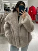 ZBZA Women's Faux Fur Cropped Jacket Coat Autumn Winter New Lapel Long Sleeve Thick Warm Soft Jacket Female Chic Warm Outerwear 6
