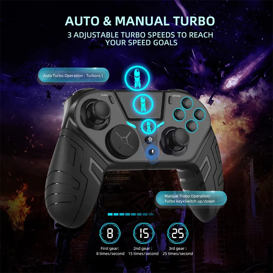 Game Controller For PS4 Wireless Controller Dual Vibration Bluetooth Gamepad Programmable Turbo Function For PS4 Console Android IOS PC Joystick