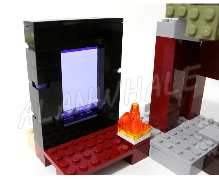 562pcs Game My World The Nether Fortress Fire Bridge Glowstone Zombie 10393 Building Blocks Sets Compatible