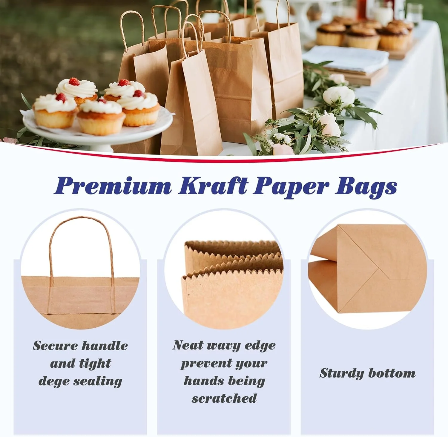 Versatile Brown Kraft Paper Gift Bag with Handle
