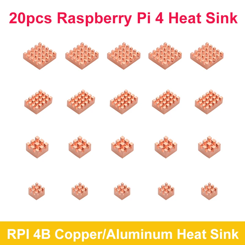 20pcs Raspberry Pi 4 Heat Sink Aluminum Copper Heatsinks Cooling Radiators With Thermal Pad On Back for Raspberry Pi 4 Model B 1 9 set aluminum heat sink cooling sink cooler heatsink 4pcs kit radiator for raspberry pi 4 model b black