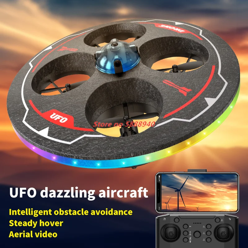 플라잉 폼 WIFI FPV 원격 조종 쿼드콥터 2.4G 스마트 장애물 회피 자세 유지 360 ° 컬러풀한 LED RC 드론 선물