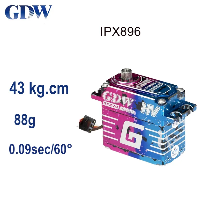 

GDW IPX896 43KG Waterproof Brushless Servo Crawler Buggy Off-road High Torque Steel Gear Servo For 1/8 1/10 RC Car TRX4 TRX6